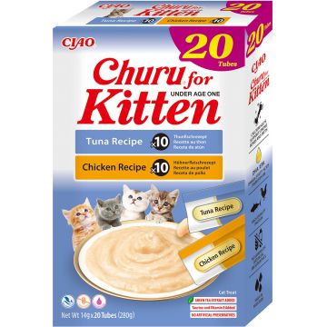 Churu Kitten Varieties Recompense Cremoase cu Pui si Ton 20 Buc