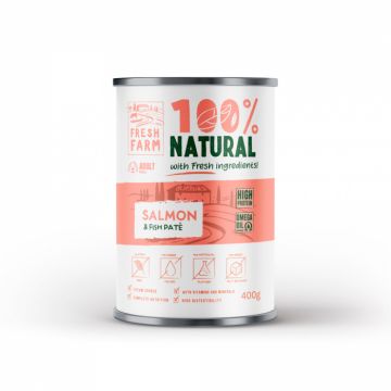 Fresh Farm Smooth pate, cu somon si peste, hrana umeda pentru caini, fara cereale, 400 gr
