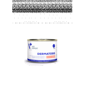 Hrana umeda dietetica pentru caini cu afectiuni dermatologice Vet Expert Dermatosis Dog, somon si cartofi, 5 x 200 g