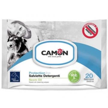 Servetele umede pentru caini si pisici Camon cu ulei de neem 20 buc