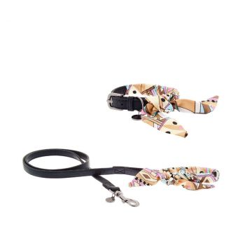 Set zgarda din piele ecologica si lesa textila