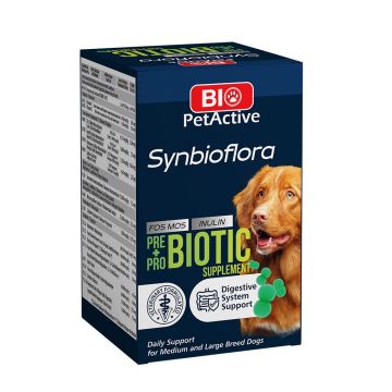 Bio PetActive Synbioflora pentru Caini de Talie Medie si Mare, Pachet 2 X 60 tab