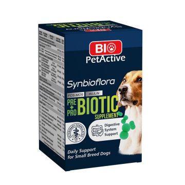 Bio PetActive Synbioflora pentru Caini de Talie Mica, Pachet 2 X 60 cpr