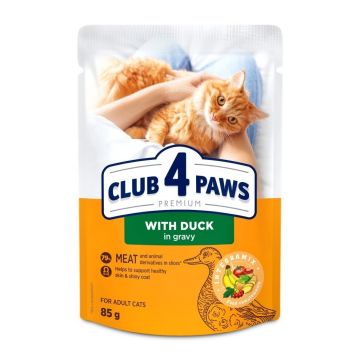 Club 4 Paws - Hrana umeda pentru pisici adulte - Rata - 85g