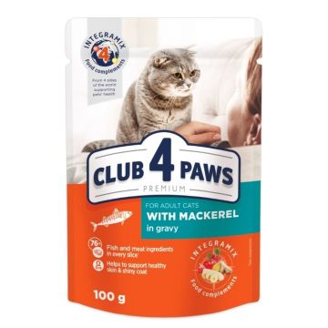 Club 4 Paws Premium - Hrana umeda pentru pisici adulte - Macrou in Sos - 85g