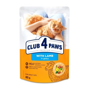 Club 4 Paws Premium - Hrana umeda pentru pisici adulte - Miel - 85g