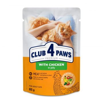 Club 4 Paws Premium - Hrana umeda pentru pisici adulte - Pui - 85g