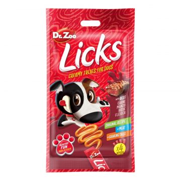 Dr. Zoo Licks - Snack cremos pentru caini - Vita - 4 x 15g