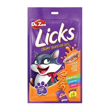 Dr. Zoo Licks - Snack cremos pentru pisici - Pui - 4 x 15g