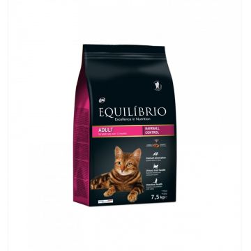Equilibrio, hrana uscata pentru pisici adulte, hairball control, 7.5 kg