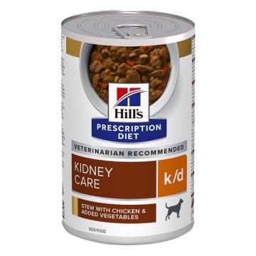 Hrana pentru caini Hill's Prescription Diet Kidney Care K/D, tocanita cu pui și legume, 5 x 354 g