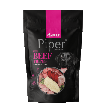 Hrana umeda pentru caini PIPER DOG, burta de vita si sfecla rosie, 500g