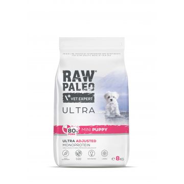 Hrană uscată pentru căței, Raw Paleo Ultra Pork, talie mică, 8 kg