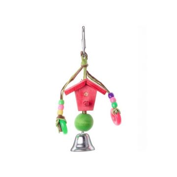 Jucarie casuta & clopotel pt pasari 13 cm