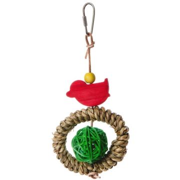 Jucarie colivie lemn si ratan 12 cm