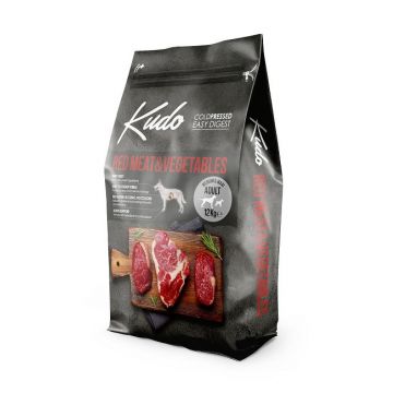 Kudo Adult Mediu-Maxi - Hrana uscata, presata la rece - Carne rosie si Legume - 12kg
