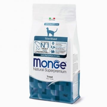 Monge Natural Superpremium Monoprotein Sterilised Cat - Pastrav - 1.5kg