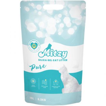 Nisip silicat pentru litiera Mitzy Silicat Pure, Pachet 2 X 15L / 6.3kg