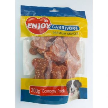 Recompense pentru caini Enjoy Carnivore oase cu pui si orez, Set 2 X 300 g
