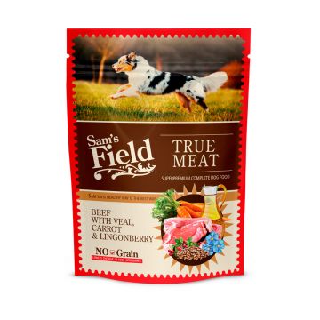 Sam's field dog pouch beef with veal, carrot & lingonberry 260gr