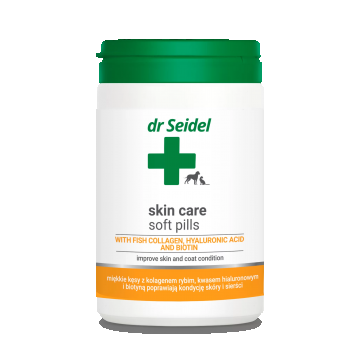 Supliment dermatologic pentru câini și pisici cu piele sensibilă sau blană ternă Dr Seidel Skin Care Softpills