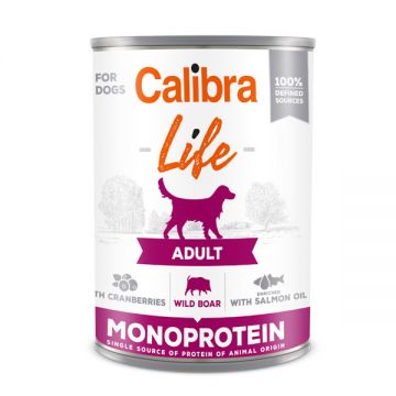 Calibra Dog Life can Adult Wild Boar with Cranberries, Pachet 6 X 400 g