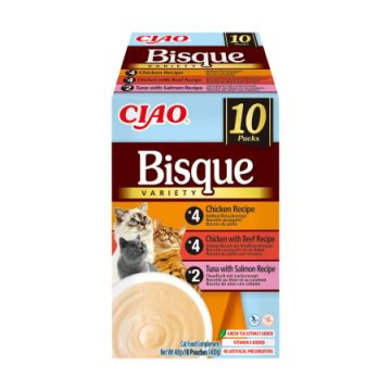 Ciao Churu Bisque Variety cu Pui, Pui si Vita, Ton si Somon 10 Buc