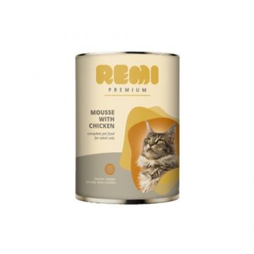 Hrana umeda pentru pisici Remi Premium Mousse cu Pui 400gr