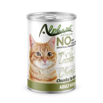 Hrană umedă Premium pentru pisică Alphapet, cu carne de miel, 400 g