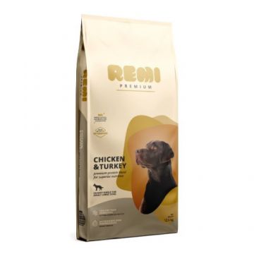 Hrana uscata pentru caini Remi Premium Adult Large Breed cu Pui și Curcan 12.5kg