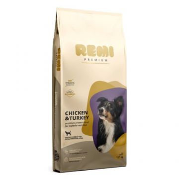 Hrana uscata pentru caini Remi Premium Adult Medium Breed cu Pui și Curcan 12.5kg