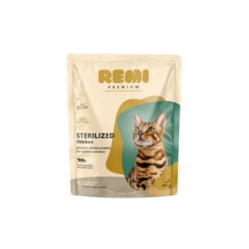 Hrana uscata pentru pisici Remi Premium Adult Sterilized cu Pui 400gr