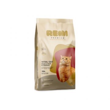 Hrana uscata pentru pisici Remi Premium Adult Vital Cat cu Vita si Pui 1.5 kg