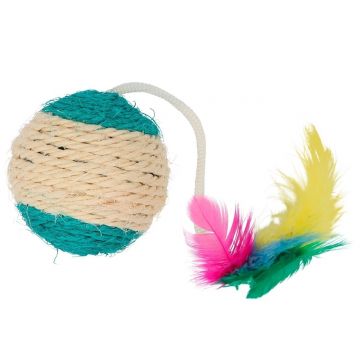 Minge din sisal cu pene si zornaitoare - 6cm