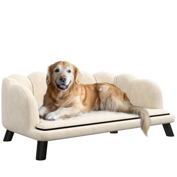 PawHut Canapea câine pat pentru câine pisică design contemporan sub formă de scoică dim. 98L x 60l x 35H cm pernă pufoasă catifea verde | Aosom Romania