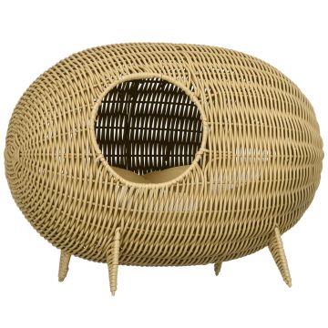 PawHut Coș pentru pisică,  pat înălțat cu Pernă Moale, cu găuri de la ușă, Design Elegant și Confortabil, 55L x 36l x 42Î cm | Aosom Romania