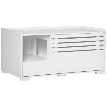 PawHut Dulap pentru pisici cu 2 rafturi Design 2 în 1, Ușă magnetică Alb | Aosom Romania