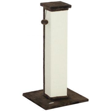 PawHut Griffoir pentru pisici, stâlp din sisal și puf, bilă suspendată, bază stabilă 41 x 41 x 81 cm, maro și crem | Aosom Romania