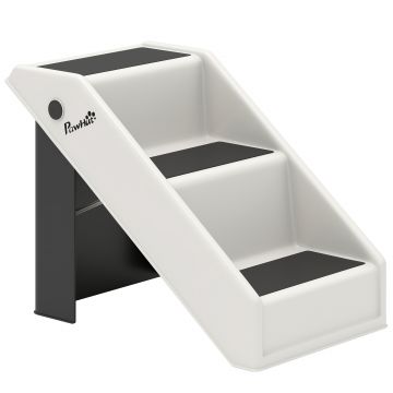 PawHut Scară pentru Câini și Pisici cu 3 Trepte Antiderapante, Design Pliabil cu Capacitate de 10 kg, Crem | Aosom Romania