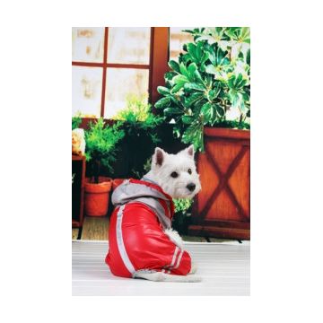 Pelerina ploaie, dungi flourescente - Rosu - XS