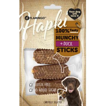 FLAMINGO Hapki Delicatese pentru câini Sticks cu raţă, 7,5cm, 5 bucăţi, 100g