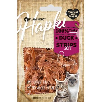 FLAMINGO Hapki Delicatese pentru pisici Strips raţă, 50g