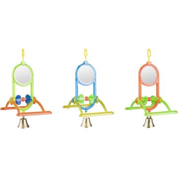 FLAMINGO Jucărie cu oglindă şi clopoţel pentru peruşi, 12x7x16,5cm