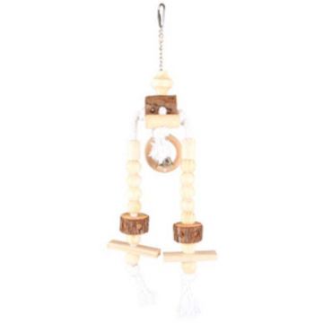 FLAMINGO Jucărie din lemn pentru colivie nimfă Appi, cu clopoţel 40cm