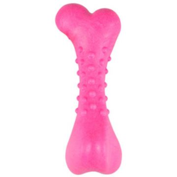 FLAMINGO Jucărie pentru câini în formă de Os Dina cu aromă de zmeură 13cm