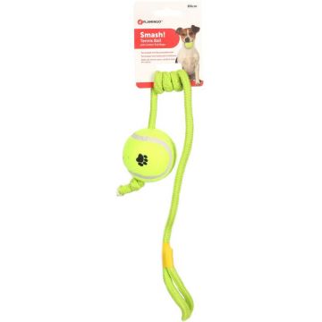 FLAMINGO Jucărie pentru câini Minge de Tenis cu frânghie 6cm
