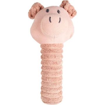 FLAMINGO Jucărie pentru câini, Porc cu băţ, din pluş, roz, 21cm