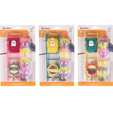FLAMINGO Jucărie pentru nimfe oglindă, minge, scăriţă, set 3 bucăţi
