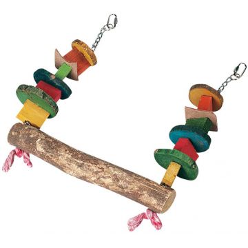FLAMINGO Jucărie pentru papagali Leagăn lemn, cu mărgele colorate 4,5x30x33cm
