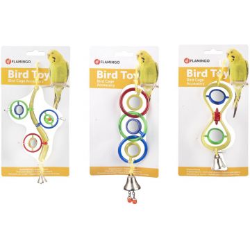 FLAMINGO Jucărie pentru păsări, cu oglindă şi clopoţel, 5x15cm diverse modele